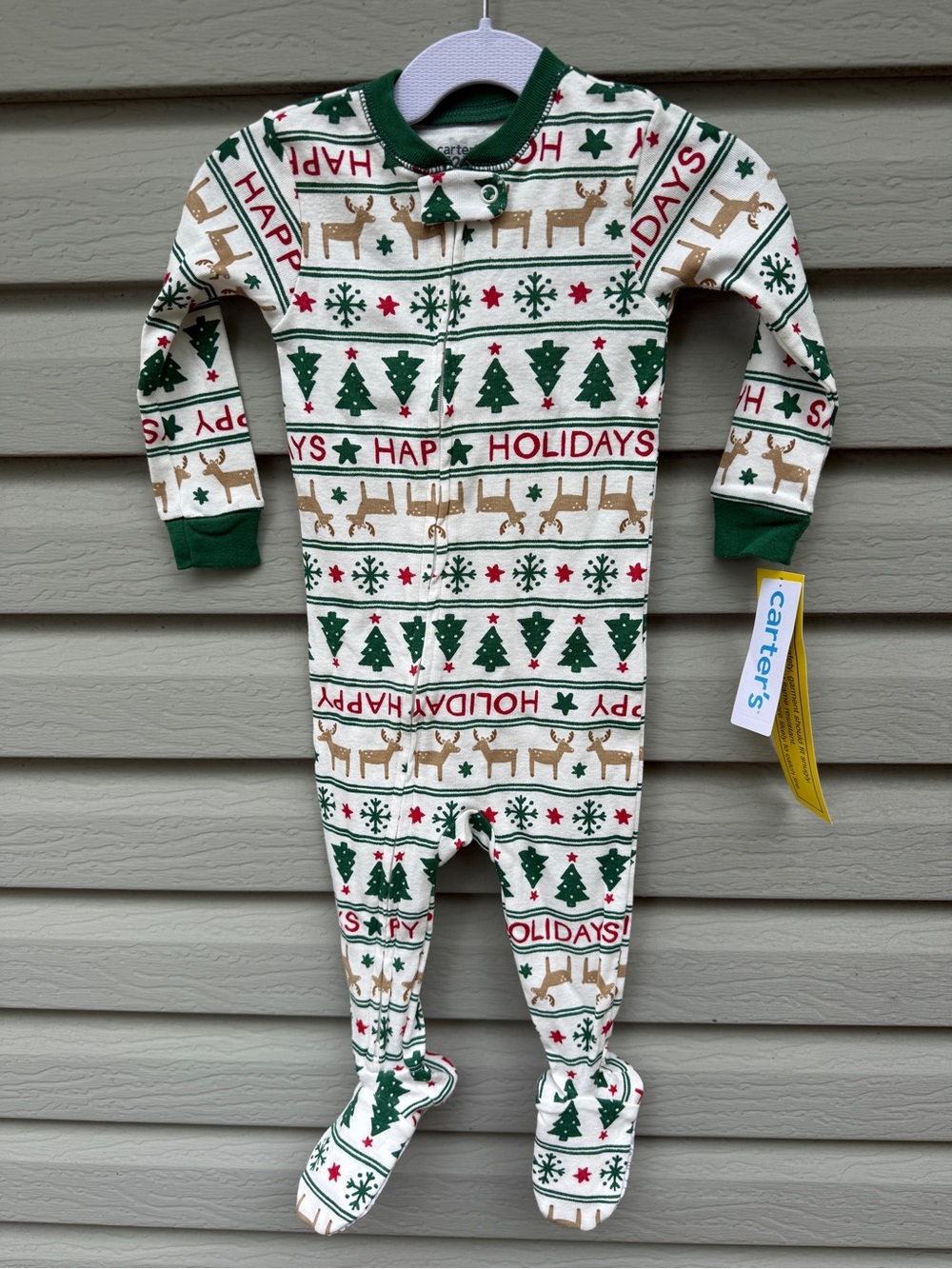 NWT Carter’s 12M Christmas Reindeer Footed Pajamas